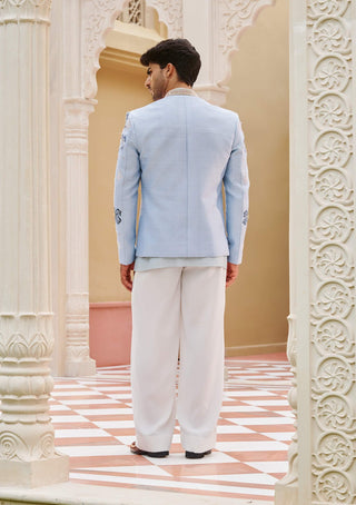 Ajuni powder blue bandhgala jacket set