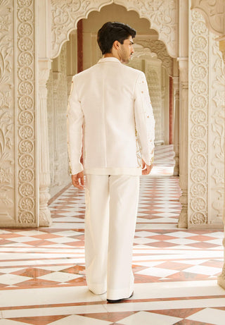 Jashnara ivory bandhgala jacket set