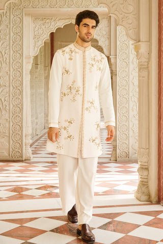 Mannat ivory sleeveless sherwani set