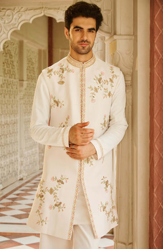 Mannat ivory sleeveless sherwani set