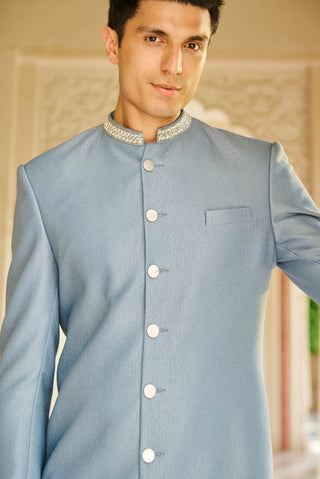 Rooh denium blue sherwani set