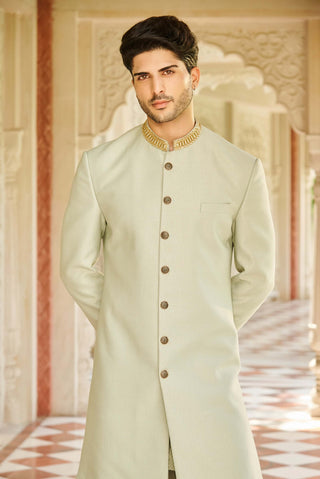 Rehmat pale green sherwani set