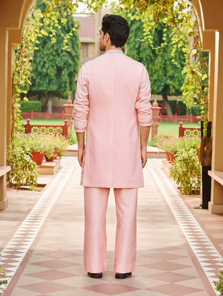 Aafreen light pink sleeveless sherwani set