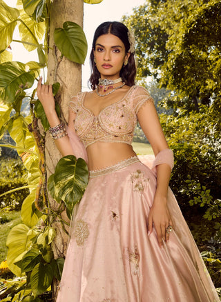 Blossom Light Pink Lehenga Set by Parul Gandhi available on Indiaspopup.com