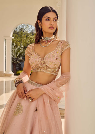 Blossom Light Pink Lehenga Set by Parul Gandhi available on Indiaspopup.com