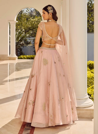 Blossom Light Pink Lehenga Set by Parul Gandhi available on Indiaspopup.com