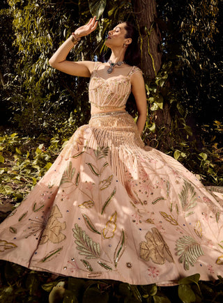 Misty Forest Pink Lehenga Set by Parul Gandhi available on Indiaspopup.com