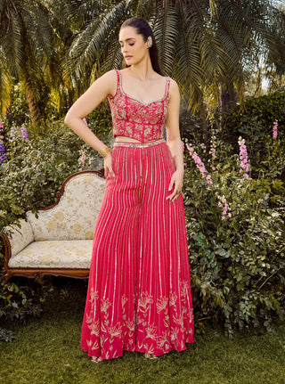 Intense Pink Flared Pant And Blouse by Parul Gandhi available on Indiaspopup.com