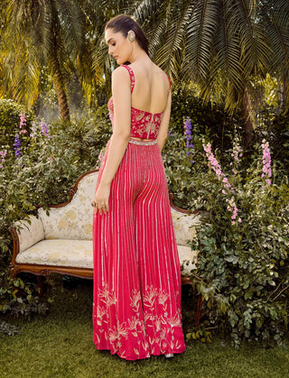 Intense Pink Flared Pant And Blouse by Parul Gandhi available on Indiaspopup.com