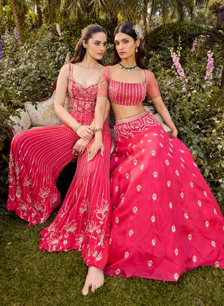 Hot Pink Mirage Lehenga Set by Parul Gandhi available on Indiaspopup.com