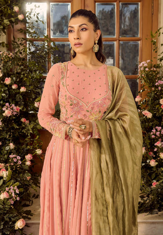 Fairy Pink Anarkali Set by Parul Gandhi available on Indiaspopup.com