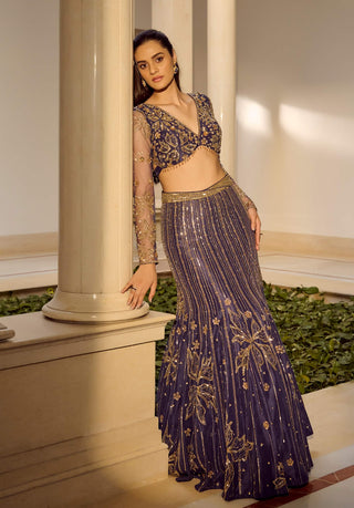 Glam Blue Lehenga Set by Parul Gandhi available on Indiaspopup.com