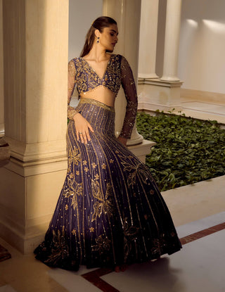 Glam Blue Lehenga Set by Parul Gandhi available on Indiaspopup.com
