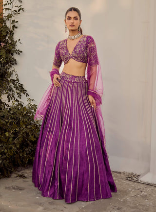 Soft Mulberry Lehenga Set by Parul Gandhi available on Indiaspopup.com