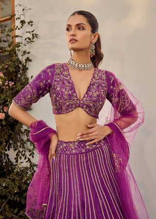 Soft Mulberry Lehenga Set by Parul Gandhi available on Indiaspopup.com
