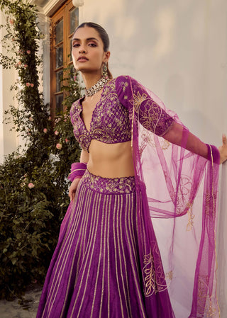 Soft Mulberry Lehenga Set by Parul Gandhi available on Indiaspopup.com