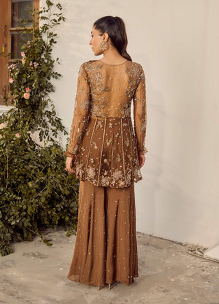 Mocha Mousse Sharara Set by Parul Gandhi available on Indiaspopup.com