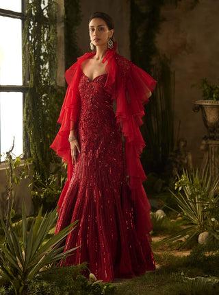 Ignessa red gown and dupatta