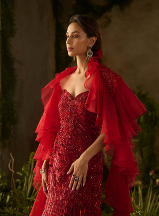 Ignessa red gown and dupatta