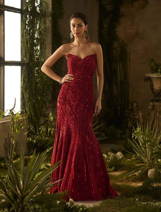 Ignessa red gown and dupatta