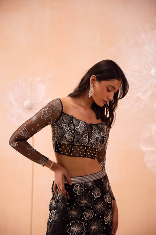 Black Blossom Lehenga Set by Parul Gandhi available on Indiaspopup.com