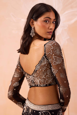Black Blossom Lehenga Set by Parul Gandhi available on Indiaspopup.com