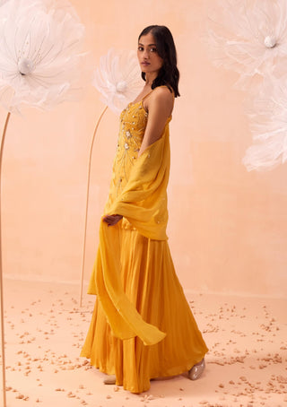 Jaune Yellow Sharara Set by Parul Gandhi available on Indiaspopup.com