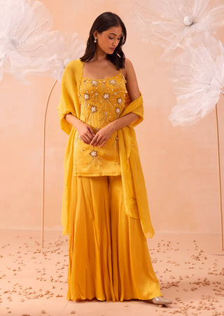 Jaune Yellow Sharara Set by Parul Gandhi available on Indiaspopup.com