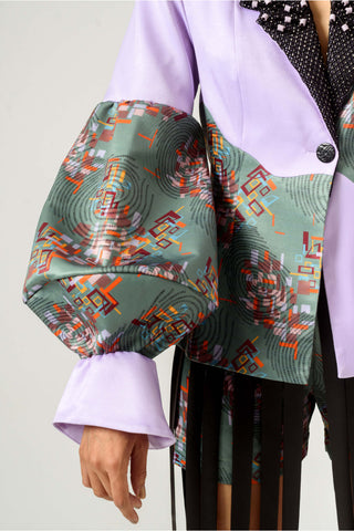 Siddhant Aggarwal-Patched Embroidered Lilac Blazer-INDIASPOPUP.COM