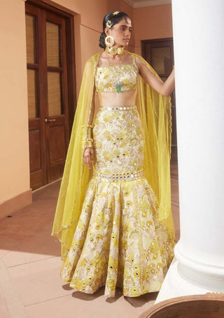 Paulmi & Harsh-Lime Green Fishcut Lehenga Set-INDIASPOPUP.COM