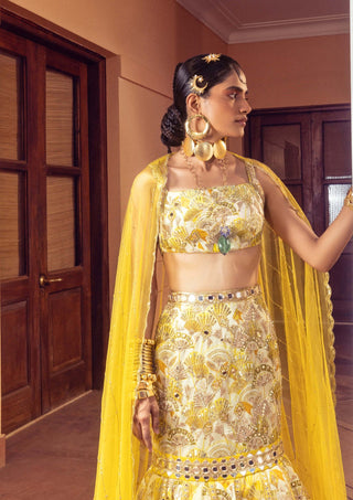 Paulmi & Harsh-Lime Green Fishcut Lehenga Set-INDIASPOPUP.COM