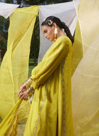 Paulmi & Harsh-Lime Green Chiniya Kurta Set-INDIASPOPUP.COM