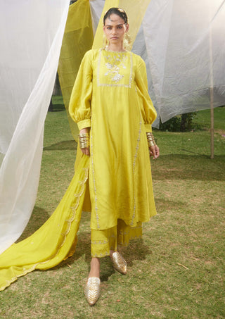 Paulmi & Harsh-Lime Green Chiniya Kurta Set-INDIASPOPUP.COM