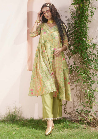 Paulmi & Harsh-Sage Green Kurta And Pant-INDIASPOPUP.COM