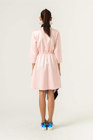 Siddhant Aggarwal-Peach Blue High Low Fitted Dress-INDIASPOPUP.COM