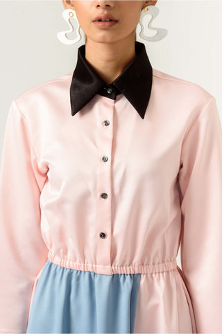 Siddhant Aggarwal-Peach Blue High Low Fitted Dress-INDIASPOPUP.COM