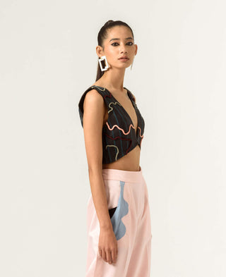 Siddhant Aggarwal-Black Patched Bustier-INDIASPOPUP.COM