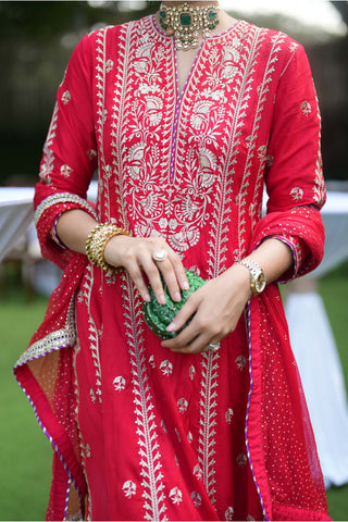 Gopi Vaid-Red Misu Anarkali Set-INDIASPOPUP.COM