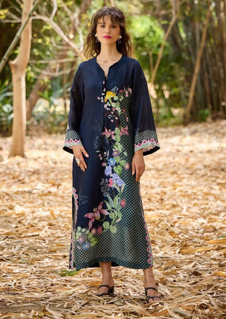 Malibu Straight Black Kaftan by Pozruh, available on Indiaspopup.com