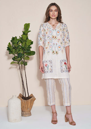 Pozruh-Magpie Ivory Tunic And Trouser-INDIASPOPUP.COM