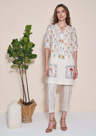 Pozruh-Magpie Ivory Tunic And Trouser-INDIASPOPUP.COM