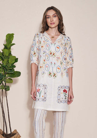 Pozruh-Magpie Ivory Tunic-INDIASPOPUP.COM