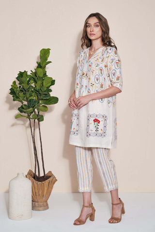 Pozruh-Magpie Ivory Tunic And Trouser-INDIASPOPUP.COM