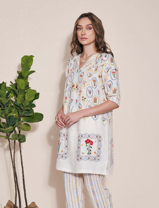 Pozruh-Magpie Ivory Tunic-INDIASPOPUP.COM