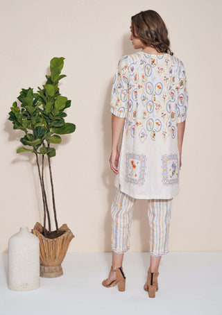 Pozruh-Magpie Ivory Tunic And Trouser-INDIASPOPUP.COM