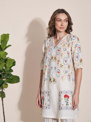 Pozruh-Magpie Ivory Tunic-INDIASPOPUP.COM