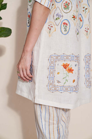 Pozruh-Magpie Ivory Tunic And Trouser-INDIASPOPUP.COM