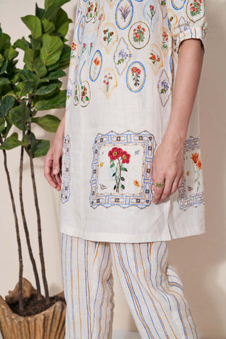 Pozruh-Magpie Ivory Tunic And Trouser-INDIASPOPUP.COM