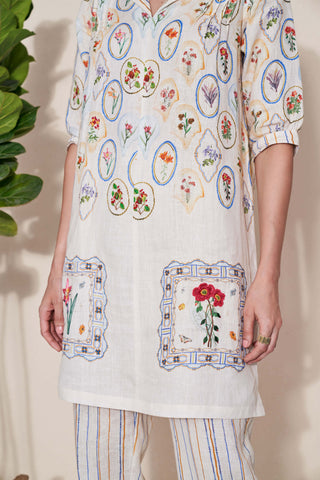 Pozruh-Magpie Ivory Tunic And Trouser-INDIASPOPUP.COM