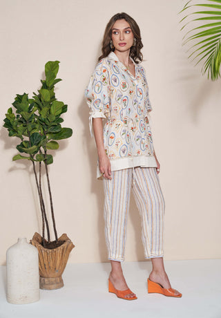 Pozruh-Magpie Ivory Trouser-INDIASPOPUP.COM